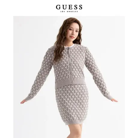 GUESS23 新秋女温柔小香风提花圆领毛衣针织开衫外套-W3BR69Z3BF2图片