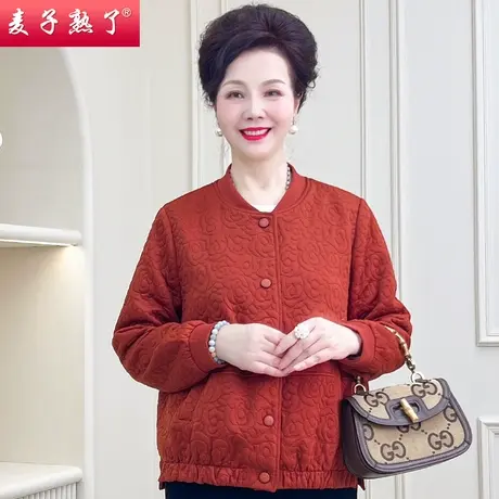 中年妈妈春装休闲外套2023新款中老年女春秋宽松洋气休闲夹克上衣商品大图