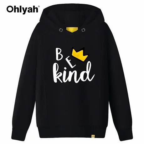 Ohlyah品牌2023秋冬女装新品连帽衫外套卫衣韩版字母皇冠印花上衣商品大图