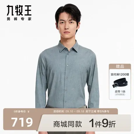 [商场同款]九牧王男装JC3C40727休闲长袖衬衫23秋冬提花衬衣SN图片