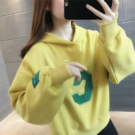 卫衣女2023年早秋新款连帽时尚洋气设计感韩版宽松休闲字母上衣潮商品大图