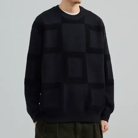 秋冬高品质毛衣男士宽松潮牌ins复古线衣圆领加厚冬季韩版针织衫商品大图