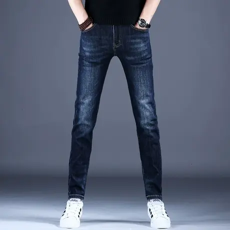 男士新款秋款牛仔裤子简约修身刺绣精致小脚裤2023男潮牌百搭轻奢商品大图