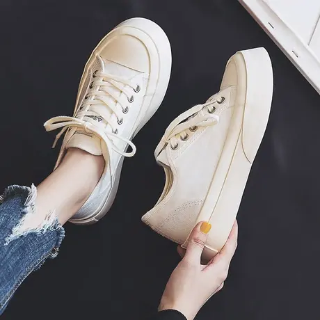 大头帆布鞋女鞋2023春季新款厚底小白鞋韩版ulzzang百搭休闲布鞋图片