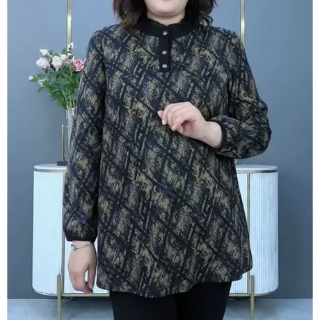 大码女装春季新款上衣显瘦气质洋气宽松长袖胖妈妈高端衬衣女2024商品大图