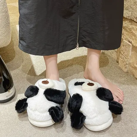 卡通可爱小熊棉拖鞋女冬季新款室内居家防滑厚底保暖毛绒月子拖鞋商品大图