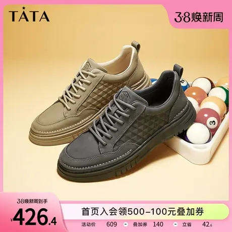 Tata他她英伦厚底板鞋男士美式工装鞋休闲皮鞋2023冬新款TDT01CM3图片