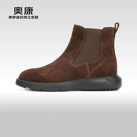 【运动皮鞋】奥康男鞋冬季时尚切尔西靴套筒真皮舒适短靴门店发货图片