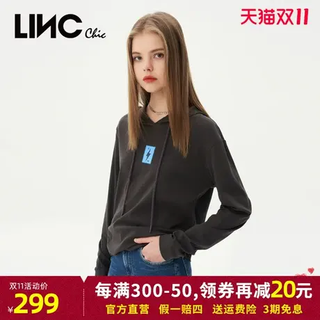 LINC金羽杰2023年秋季新款动感修身不规则长袖T恤女S231FK108Y图片