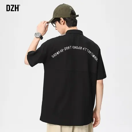 男生黑色polo衫男短袖美式夏季半袖t恤潮牌男装2023新款上衣百搭商品大图