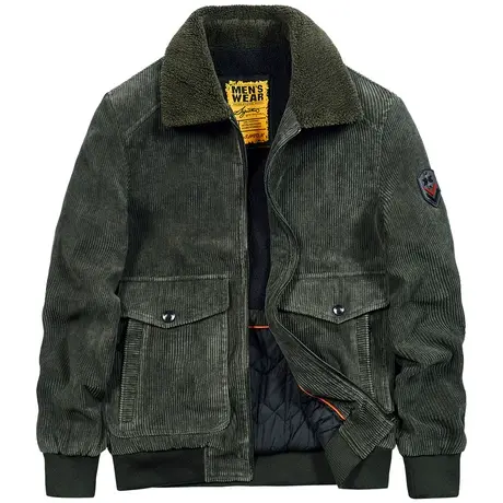 VIP冬季灯芯绒外套男加绒加厚棉衣新款2023爆款翻领工装棉服潮流商品大图