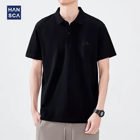 Hansca玉蚕丝速干polo短袖男款2025夏季凉感吸湿透气宽松休闲T恤商品大图