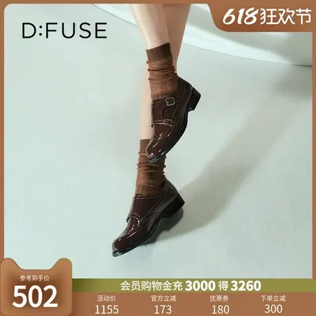 Dfuse迪芙斯单鞋英伦风双扣开边珠乐福鞋商品大图