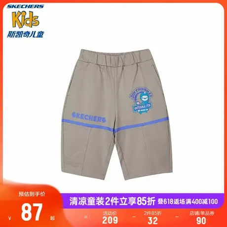 Skechers斯凯奇童装男童针织七分裤儿童夏季运动休闲舒爽透气裤子商品大图