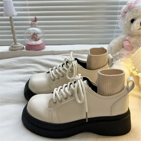 英伦风小皮鞋女2023夏秋新款深口低帮日系jk百搭厚底学生玛丽珍鞋商品大图