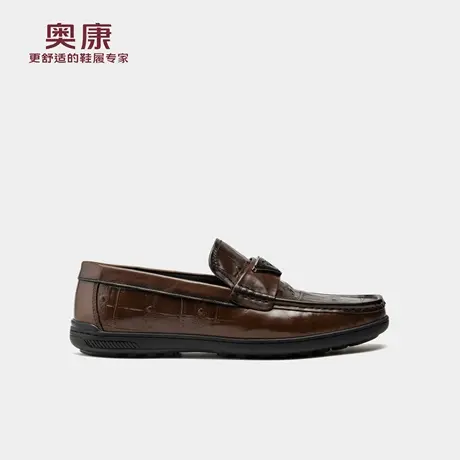 奥康 男鞋2025秋季乐福鞋男一脚蹬驾车舒适豆豆鞋皮鞋门店发货商品大图