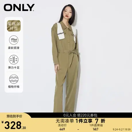 【买5免1】ONLY奥莱春夏复古落肩长袖多口袋长款连体裤女商品大图