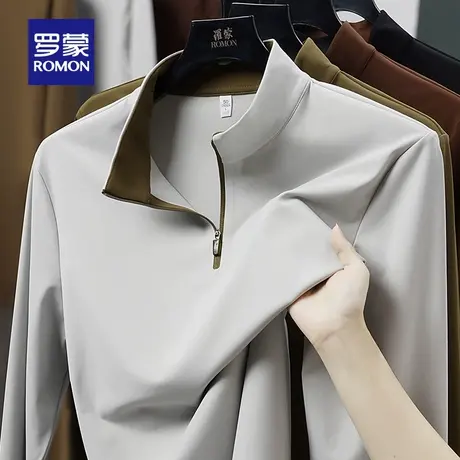 【7A抗菌】罗蒙男士时尚百搭长袖POLO衫2025秋季新款日常休闲T恤商品大图