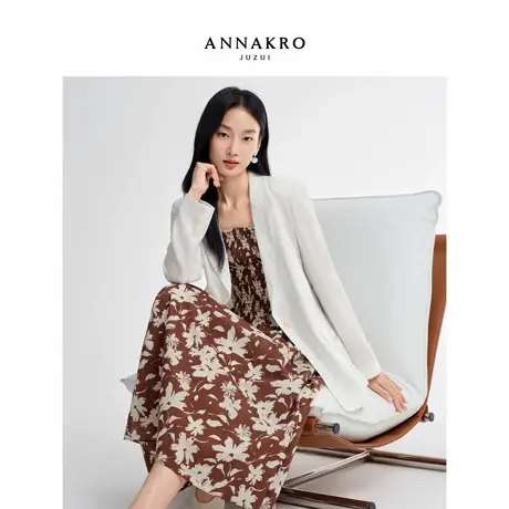 【100%亚麻】玖姿安娜蔻一粒扣短款西装外套女2026春季新款商品大图