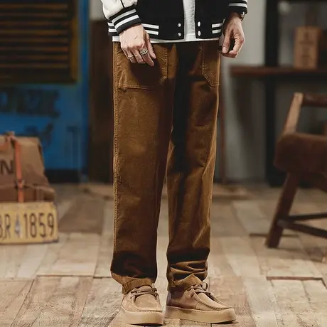 百搭男士工装裤潮流耐磨高密斜纹精梳棉宽松户外水洗潮流工装裤图片