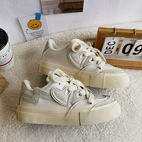 Betoo 爱心小众设计感板鞋女ins潮百搭厚底学生休闲美式复古鞋商品大图