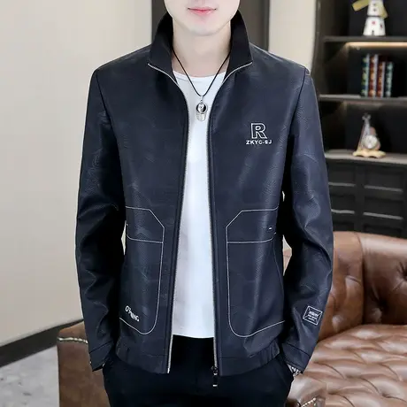 轻熟风男装秋季2023新款外套上衣立领男士潮牌韩版痞帅休闲夹克衫图片