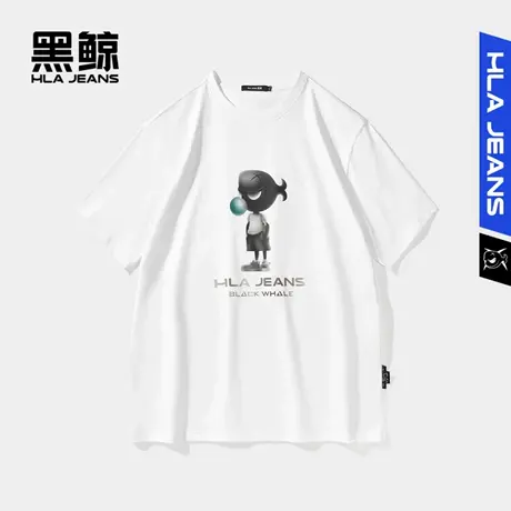 黑鲸HLAJEANS海澜之家旗下潮牌个性印花短袖T恤男多色圆领短t男商品大图