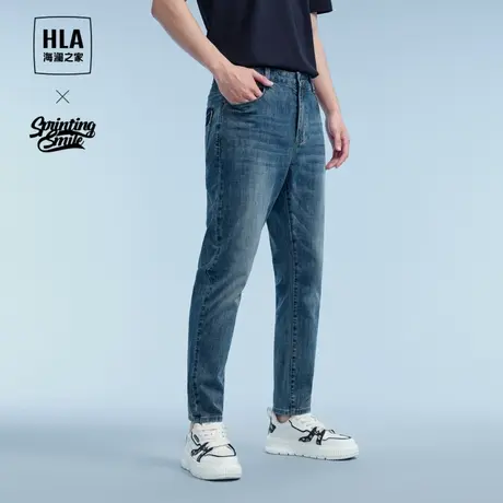 HLA/海澜之家SPRINTING SMILE系列牛仔裤24春夏新水洗九分裤男图片