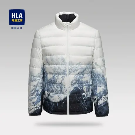 【轻薄】海澜之家立领羽绒服秋冬雪山渐变时尚休闲柔软保暖外套男图片