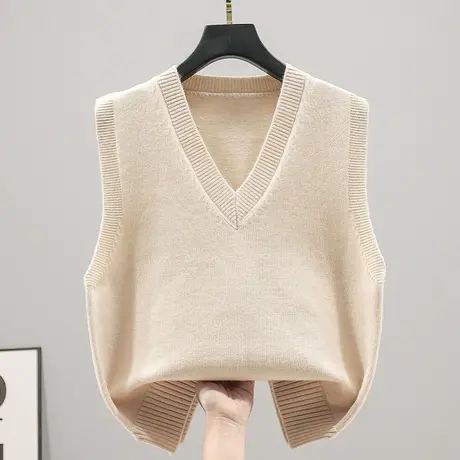 针织马甲背心外套春秋外搭新款女士毛衣韩版V领宽松叠穿马夹坎肩商品大图