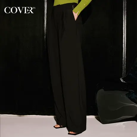 COVER秋季拖地高腰休闲微弹直筒裤图片