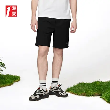 海一家时尚印花直筒五分裤夏季抽绳松紧腰休闲中裤男商品大图