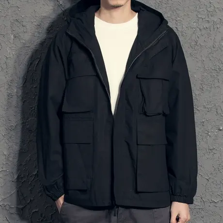 奕飏帅气潮流工装外套男春秋 2019秋装新款港风带帽夹克男韩版潮图片