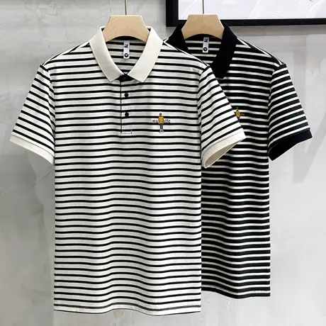 条纹polo衫男士短袖2025新款潮流男装衣服冰丝高端有领t恤男春季商品大图