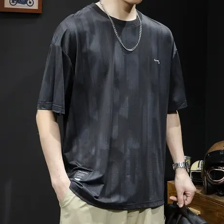 冰丝冰感短袖t恤男士夏季薄款速干潮牌大码2024新款男装体恤男款图片