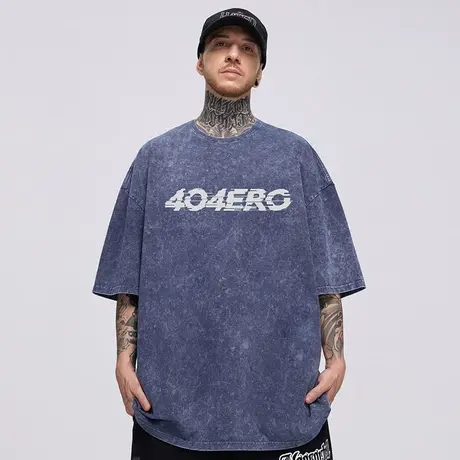 美式300g重磅复古短袖T恤男生夏季大码宽松水洗做旧胖子半袖潮流商品大图