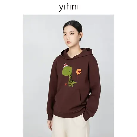 Yifini/易菲Q萌小宠美拉德百搭连帽卫衣女冬季新款套头衫图片