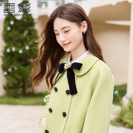 香影纯羊毛双面呢大衣女2023秋冬装新款毛呢娃娃领中长款呢子外套商品大图