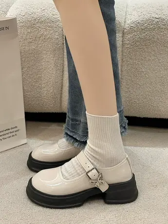 日系jk玛丽珍小皮鞋女2024年春季新款学生厚底黑色百搭英伦风单鞋商品大图