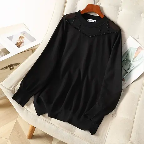 伊自尚2024年春季新款女装大码显瘦毛衣设计师款镂空小心机上衣女商品大图