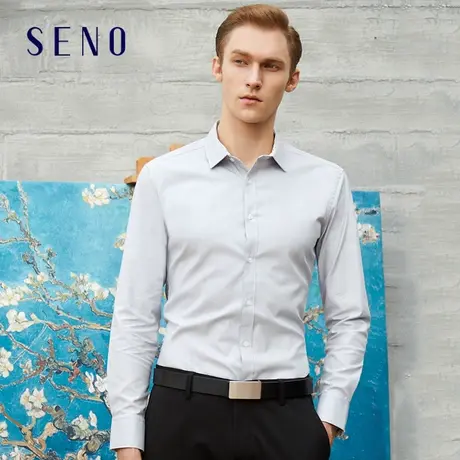 【断码清仓】灰色男士长袖衬衫秋季西装寸衫修身韩版潮流商务衬衣商品大图