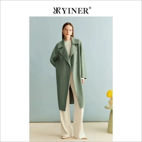 【绵羊毛+羊绒】YINER音儿女装冬季毛双面毛呢大衣长款外套商品大图
