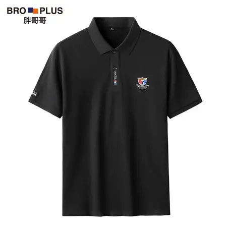 胖哥哥大码2023夏季新品T恤纯棉 加肥加大胖子半袖宽松翻领短袖男图片