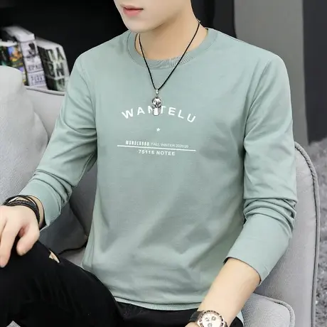 长袖t恤男ins潮流纯棉秋季薄款上衣服内搭体恤宽松秋衣男生打底衫商品大图