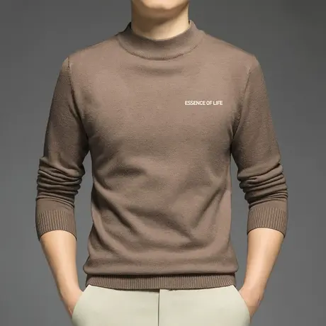 半高领毛衣男秋冬季针织衫潮流保暖内搭中领打底衫毛线衣印花毛衫图片