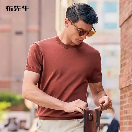 MrBu布先生桑蚕丝针织T恤夏季舒适透气纯色圆领男短袖AT11886图片