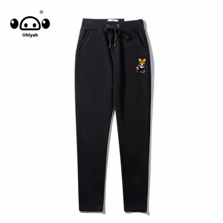 Ohlyah运动裤女纯棉秋季卫裤小脚宽松束脚黑色秋冬中性风休闲裤子商品大图
