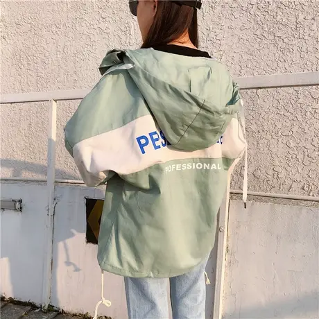 外套女春秋韩版学生bf原宿宽松学院风2023春装新款ins连帽外衣潮商品大图