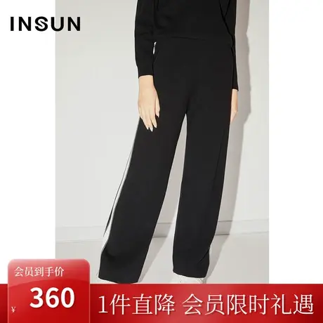 恩裳COVER冬季2022舒适松紧腰简约撞色潮流无束缚感休闲裤女图片