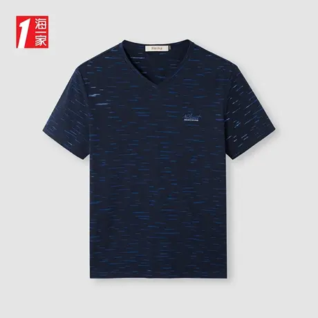 海一家经典V领短T新款舒适简约休闲时尚男士短袖T恤图片